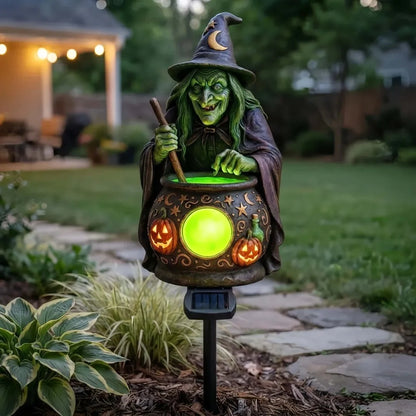 Outdoor Solar Witch Cauldron Garden Stake Light for Garden Display