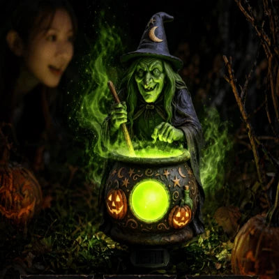 Outdoor Solar Witch Cauldron Garden Stake Light for Garden Display