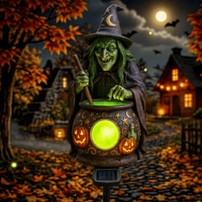 Outdoor Solar Witch Cauldron Garden Stake Light for Garden Display