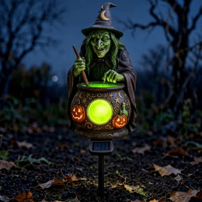 Outdoor Solar Witch Cauldron Garden Stake Light for Garden Display