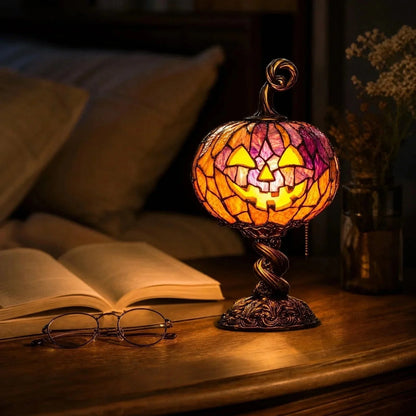 Decorative Stained Glass Style Pumpkin Table Lamp for Focused Lighting