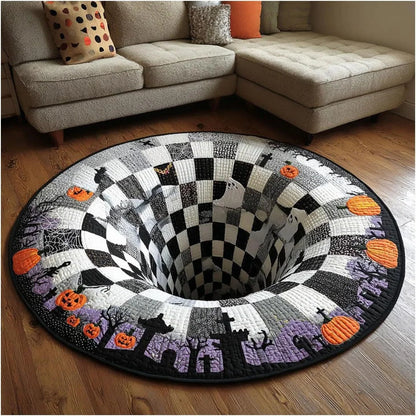 Purpose-Built 3D Skeleton Vortex Quilted Round Rug for Everyday Use