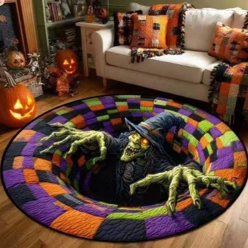 Purpose-Built 3D Skeleton Vortex Quilted Round Rug for Everyday Use