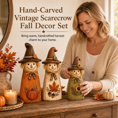 Vehicle-Ready Hand-Carved Vintage Scarecrow Fall Decor – Ha – Style 80