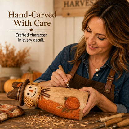 Vehicle-Ready Hand-Carved Vintage Scarecrow Fall Decor – Ha – Style 80