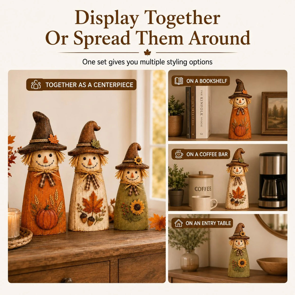 Vehicle-Ready Hand-Carved Vintage Scarecrow Fall Decor – Ha – Style 80