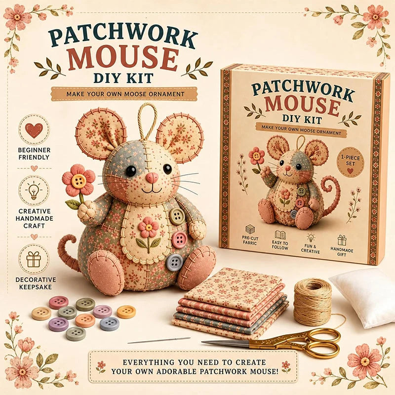 Hands-On Handcrafted Vintage Mouse Plush Sewing Kit for Creative Play