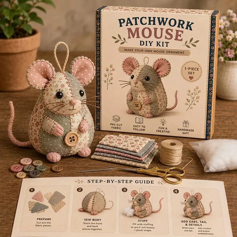 Hands-On Handcrafted Vintage Mouse Plush Sewing Kit for Creative Play