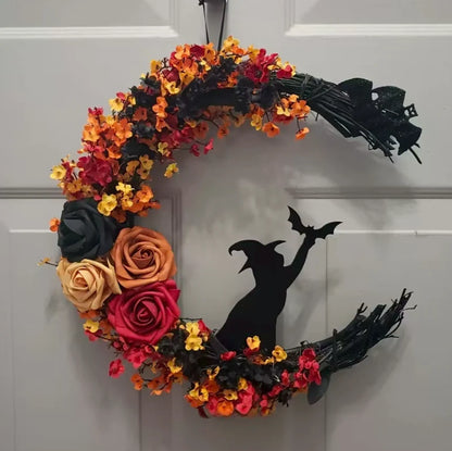 Handmade Halloween Cat Door Wreath