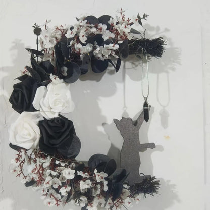 Handmade Halloween Cat Door Wreath