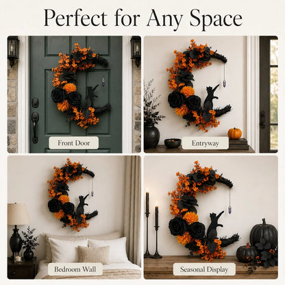 Handmade Halloween Cat Door Wreath