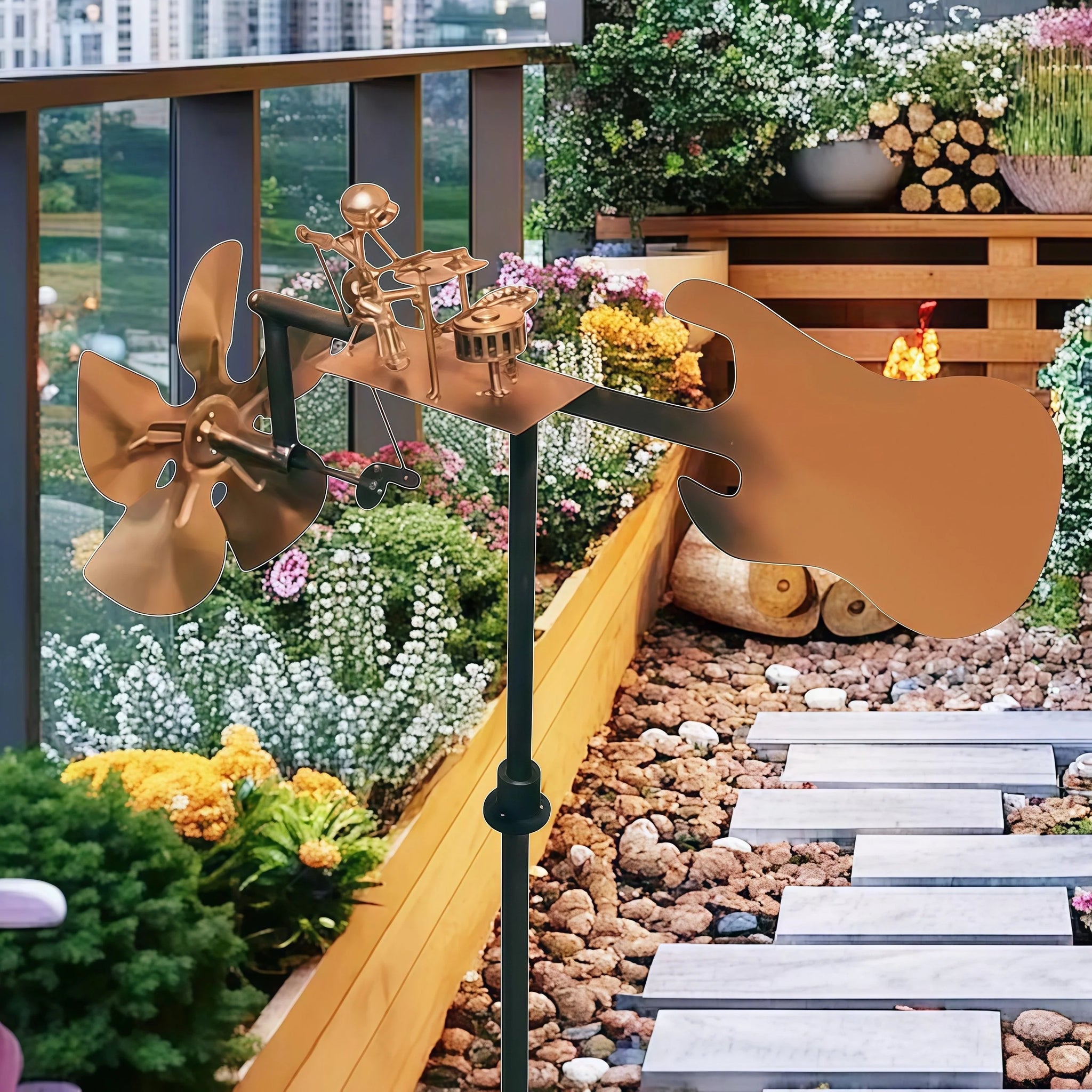 Metal Rock Band Windmill for Garden