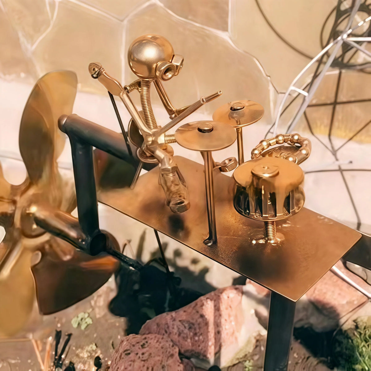 Metal Rock Band Windmill for Garden