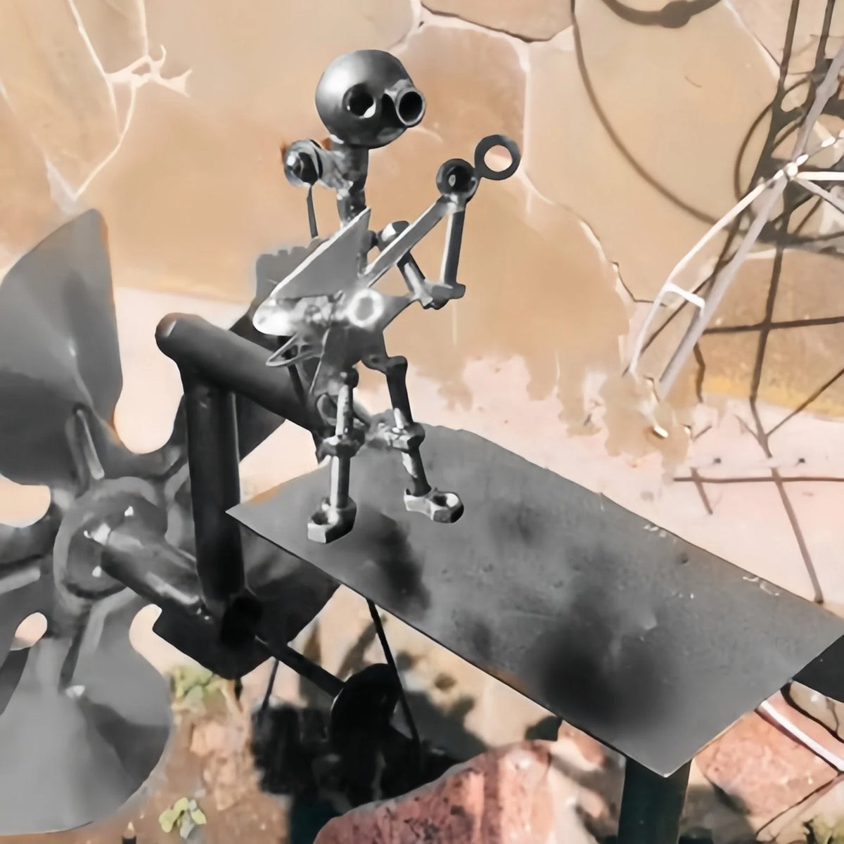 Metal Rock Band Windmill for Garden