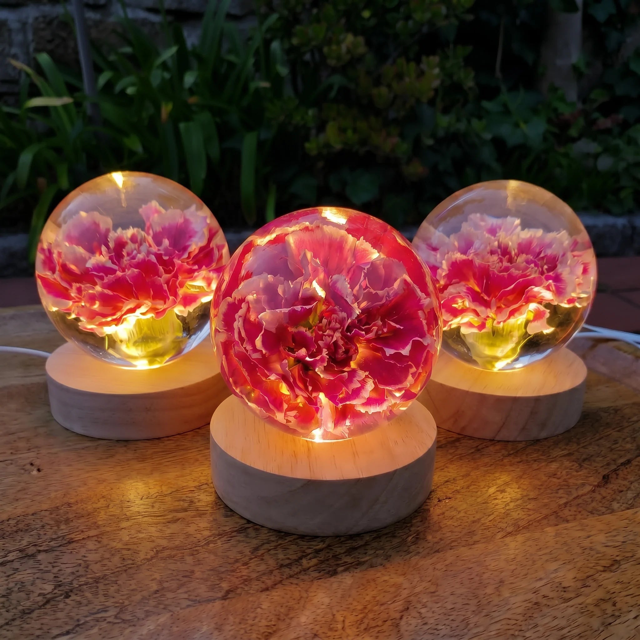 Hand-Poured Flower Resin Lamp with Warm Floral Night Light