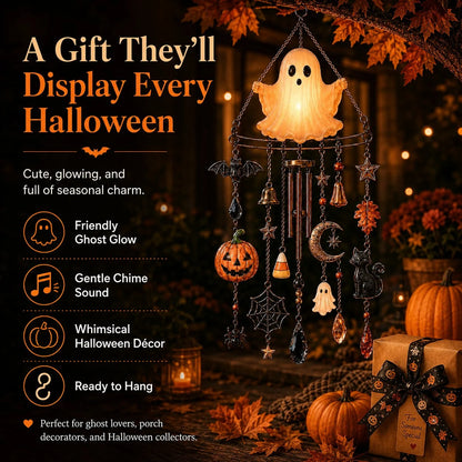 Outdoor Haunted Glow Ghost Wind Chime for Garden Display