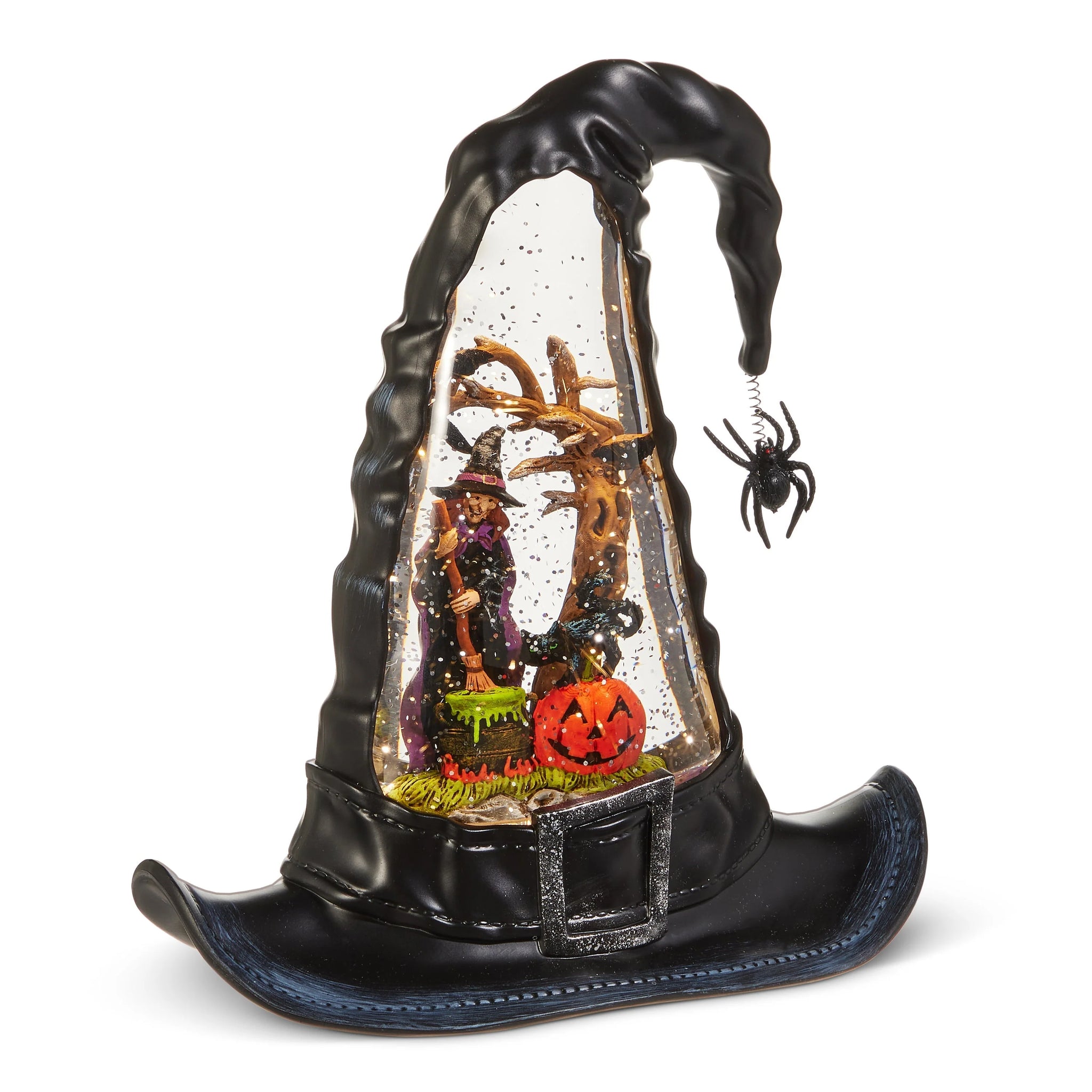 Decorative Witches Hat Lighted Water Lantern With Swirling Glitter