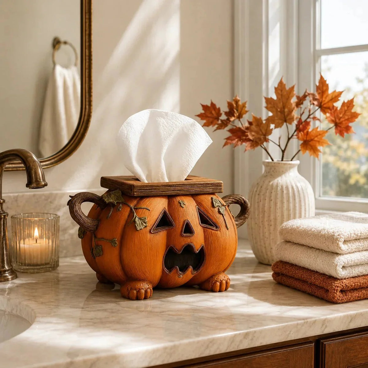 Purpose-Built Pumpkin Tissue Box Cover-Turn Your Everyday Tissue Box
