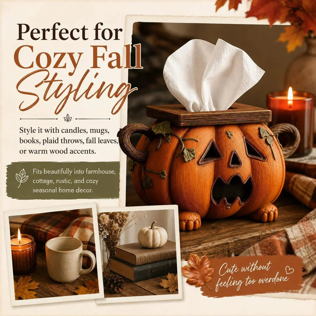 Purpose-Built Pumpkin Tissue Box Cover-Turn Your Everyday Tissue Box