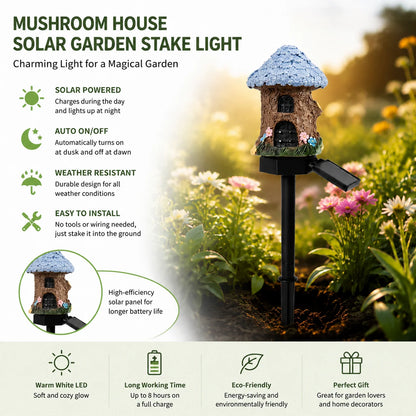Outdoor Solar Fairy Tale Mushroom Cottage Garden Light – Whimsical