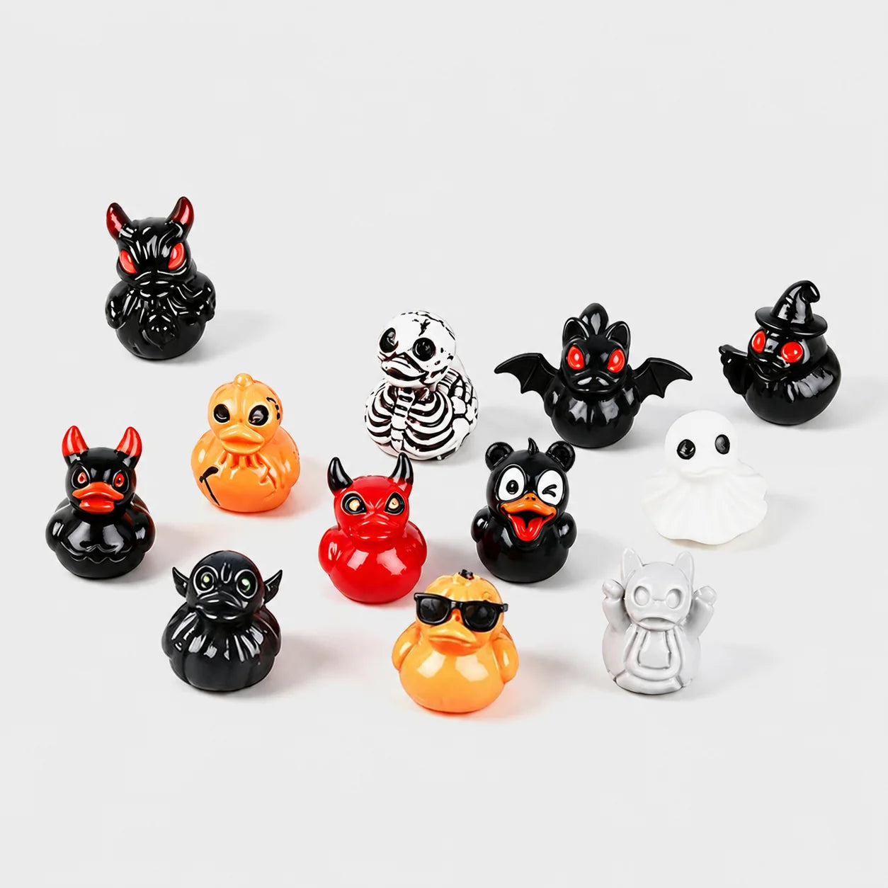 Mini Resin Halloween Ducks in Devil, Ghost and Skeleton Designs