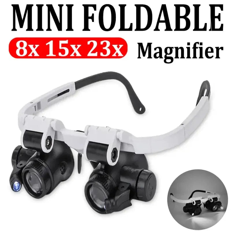 Decorative 8X 15x 23x Head Wearing Magnifying Glass with LED Light