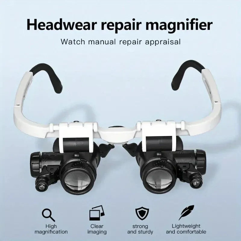 Decorative 8X 15x 23x Head Wearing Magnifying Glass with LED Light