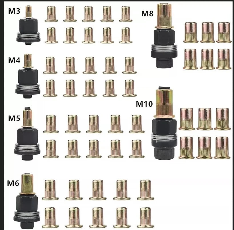 Hands-On Complete 72-in-1 Rivet Nut Kit – 5 Sizes for All Daily