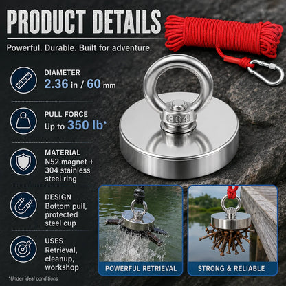 Purpose-Built Heavy Duty Fishing Magnet,Magnet with Countersunk