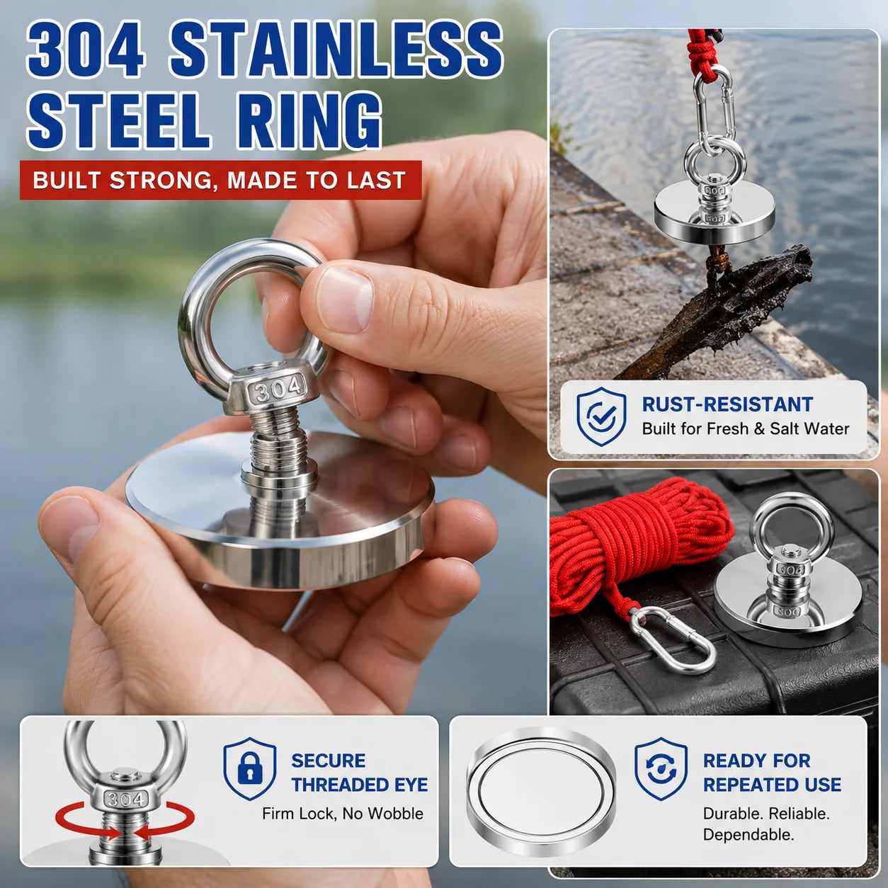 Purpose-Built Heavy Duty Fishing Magnet,Magnet with Countersunk