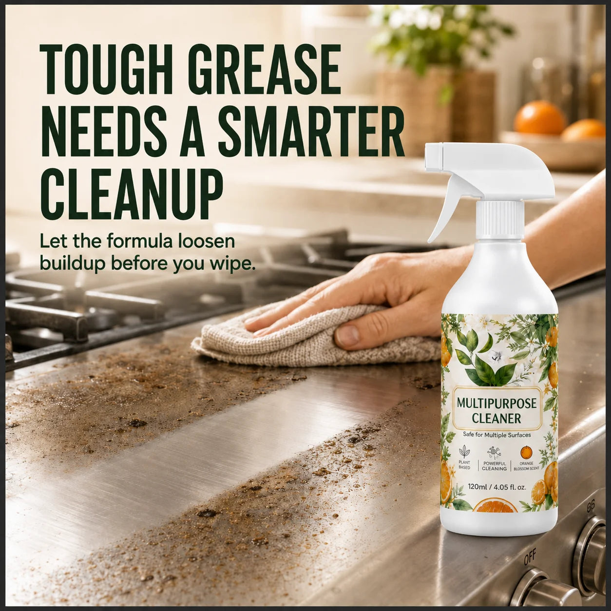 Heavy-Duty Kitchen Degreaser Spray for Greasy Surfaces
