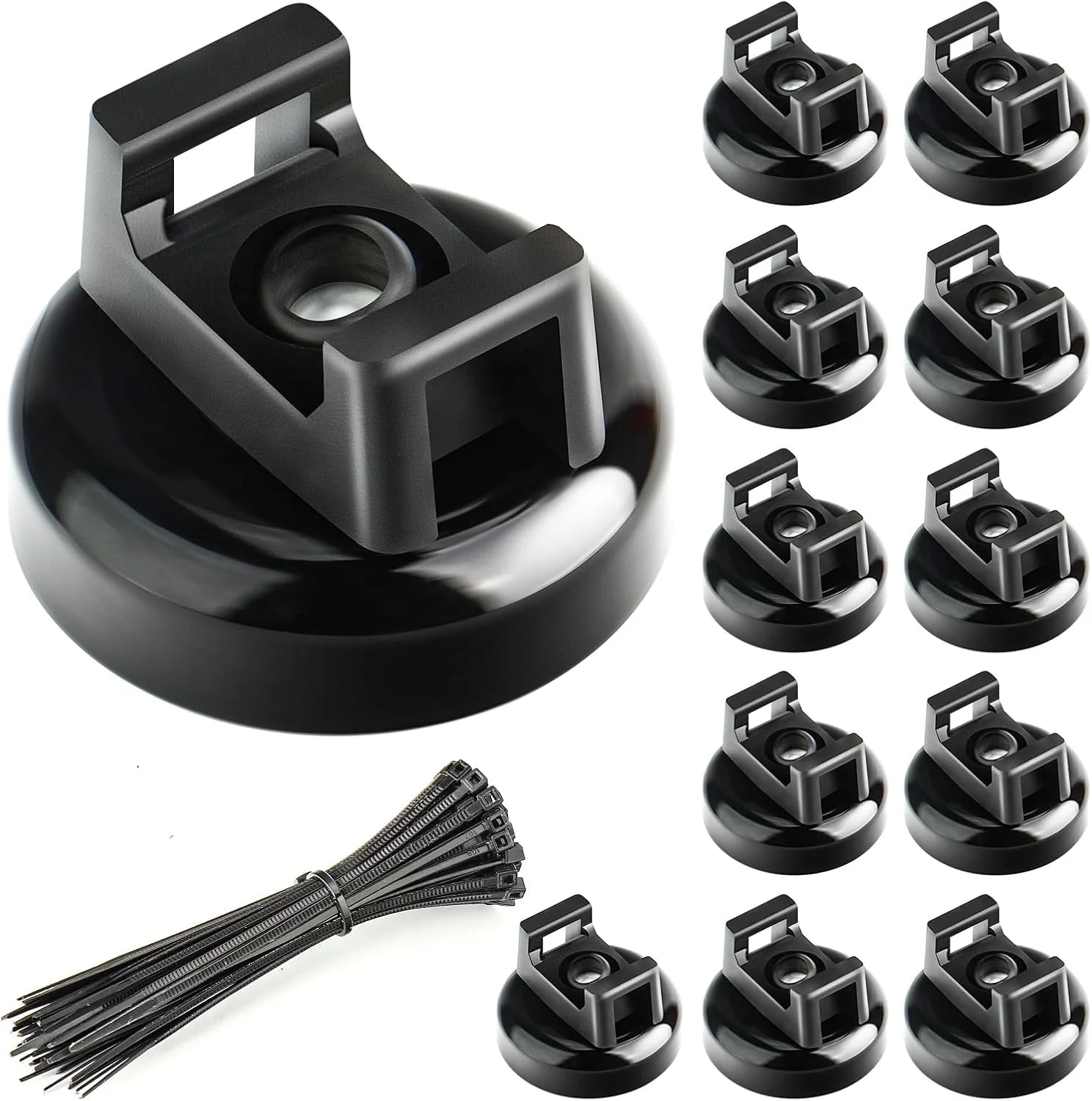 Purpose-Built 12 Pack Heavy Duty Magnetic Zip Tie Mounts for Cable