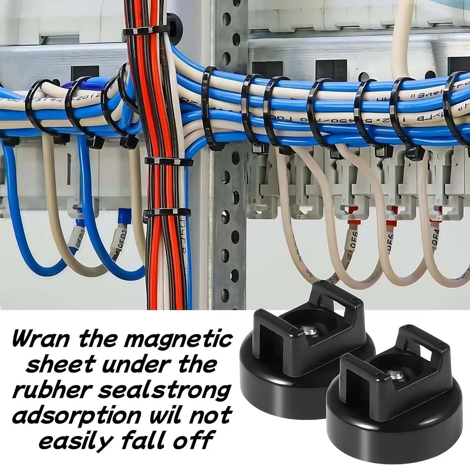 Purpose-Built 12 Pack Heavy Duty Magnetic Zip Tie Mounts for Cable