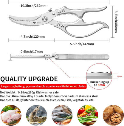 Heavy-Duty Multifunction Kitchen Shears with Spring-Assisted Cutting