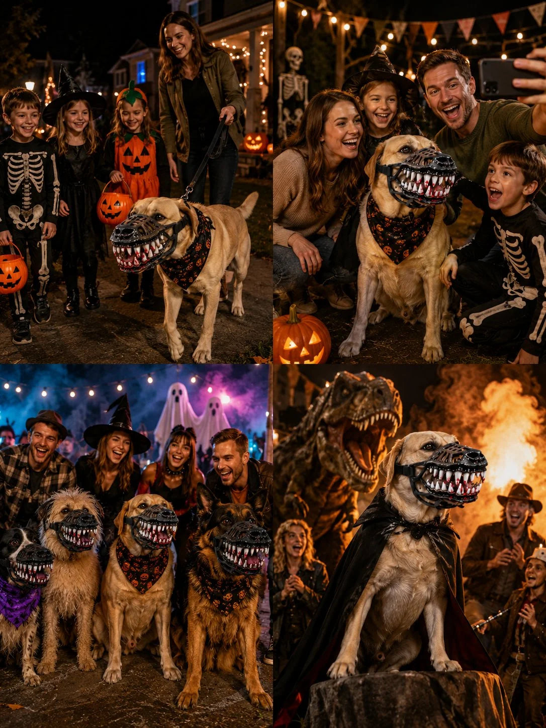 Dinosaur Blood-Mouth Dog Mask for a Scary Costume Look