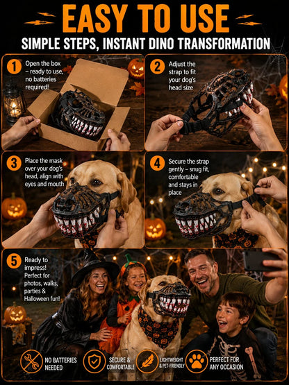 Dinosaur Blood-Mouth Dog Mask for a Scary Costume Look