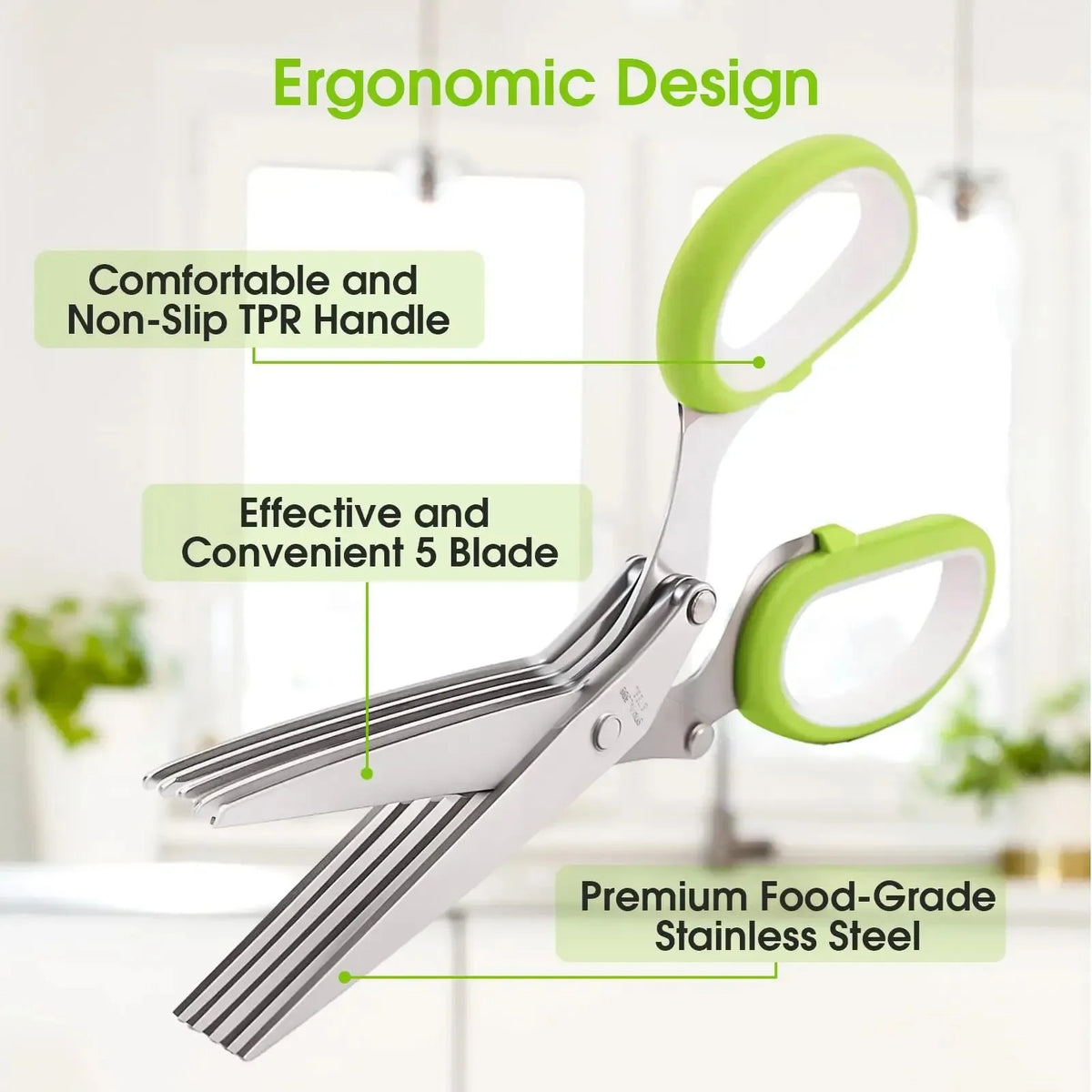 Practical Herb Scissors 5 Blade Kitchen Shears, Multipurpose Herb
