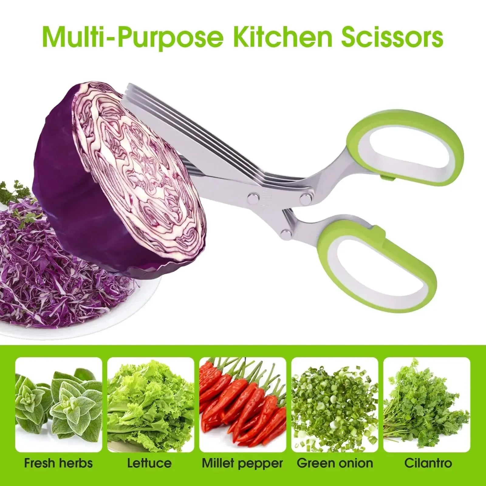 Practical Herb Scissors 5 Blade Kitchen Shears, Multipurpose Herb