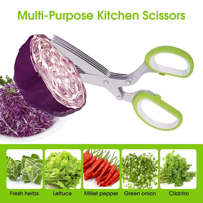 Practical Herb Scissors 5 Blade Kitchen Shears, Multipurpose Herb