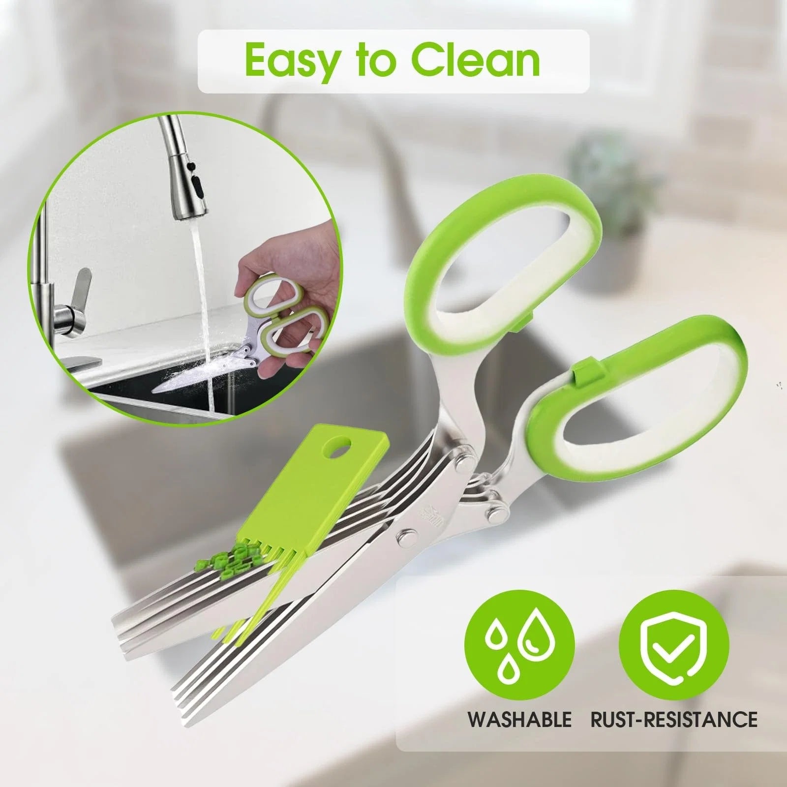Practical Herb Scissors 5 Blade Kitchen Shears, Multipurpose Herb