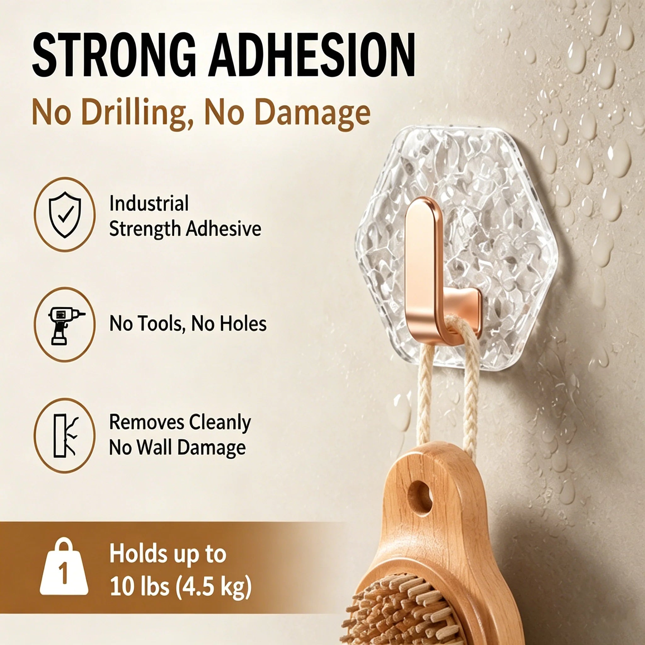 Space-Saving 10PCS Modern Hexagon Adhesive Hooks for Organized Storage
