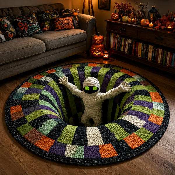 Purpose-Built 3D Skeleton Vortex Quilted Round Rug for Everyday Use