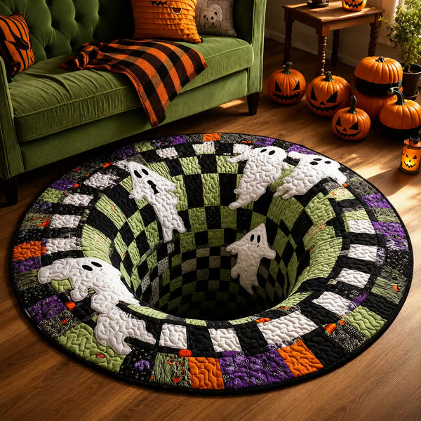 Purpose-Built 3D Skeleton Vortex Quilted Round Rug for Everyday Use