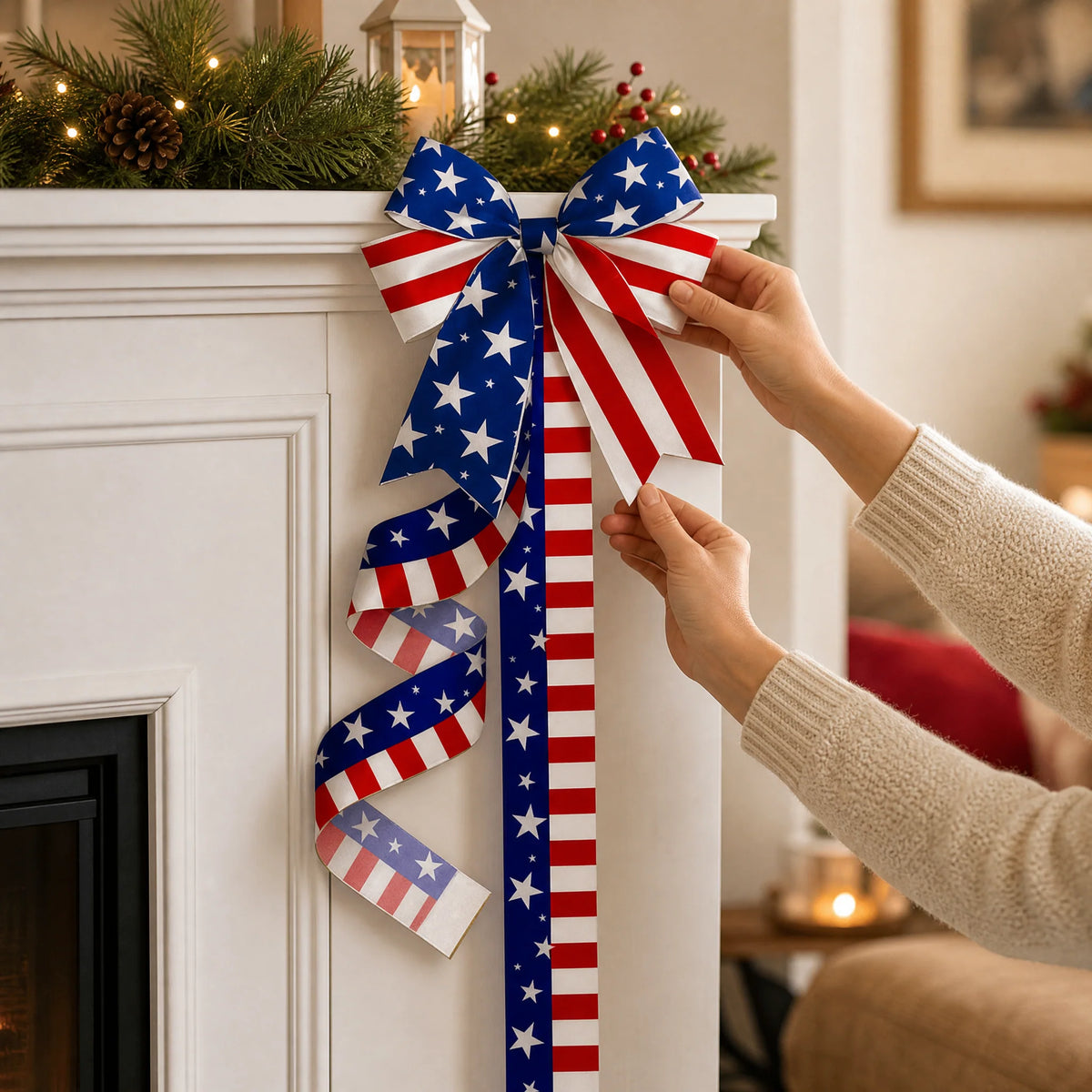 Patriotic Cabinet Door Fringe for Independence and Memorial Displays