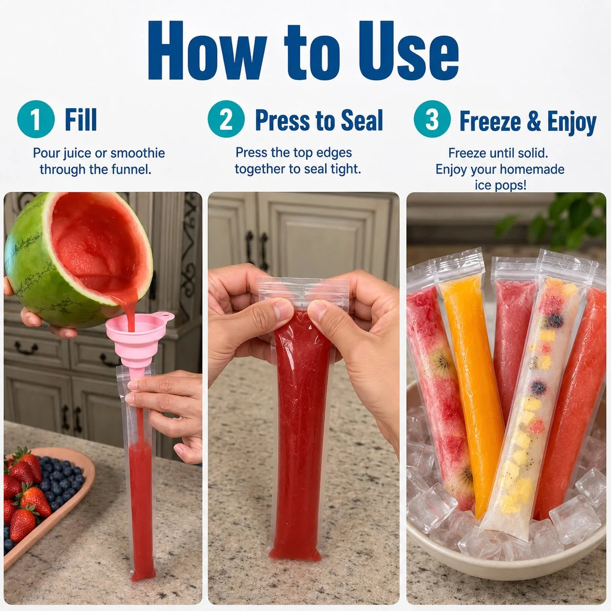 Space-Saving Pour, ze & Enjoy – Homemade Ice Pops Made – Homemade Ice