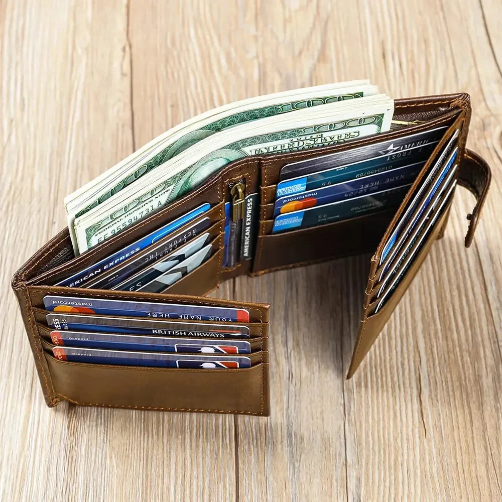 Purpose-Built Vintage Top-Grain Leather Men's Wallet for Everyday Use