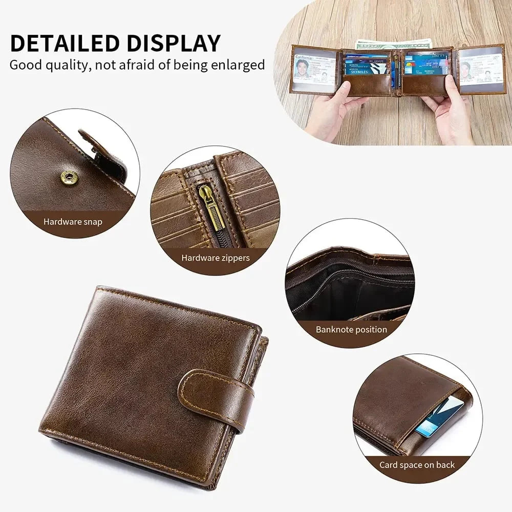 Purpose-Built Vintage Top-Grain Leather Men's Wallet for Everyday Use