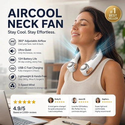 Purpose-Built Neck Air Conditioner Fan – Ultra‐quiet, 360° rotating