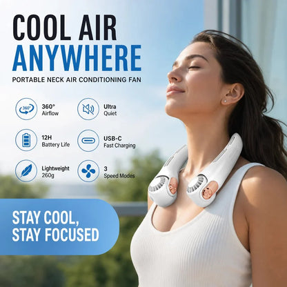 Purpose-Built Neck Air Conditioner Fan – Ultra‐quiet, 360° rotating
