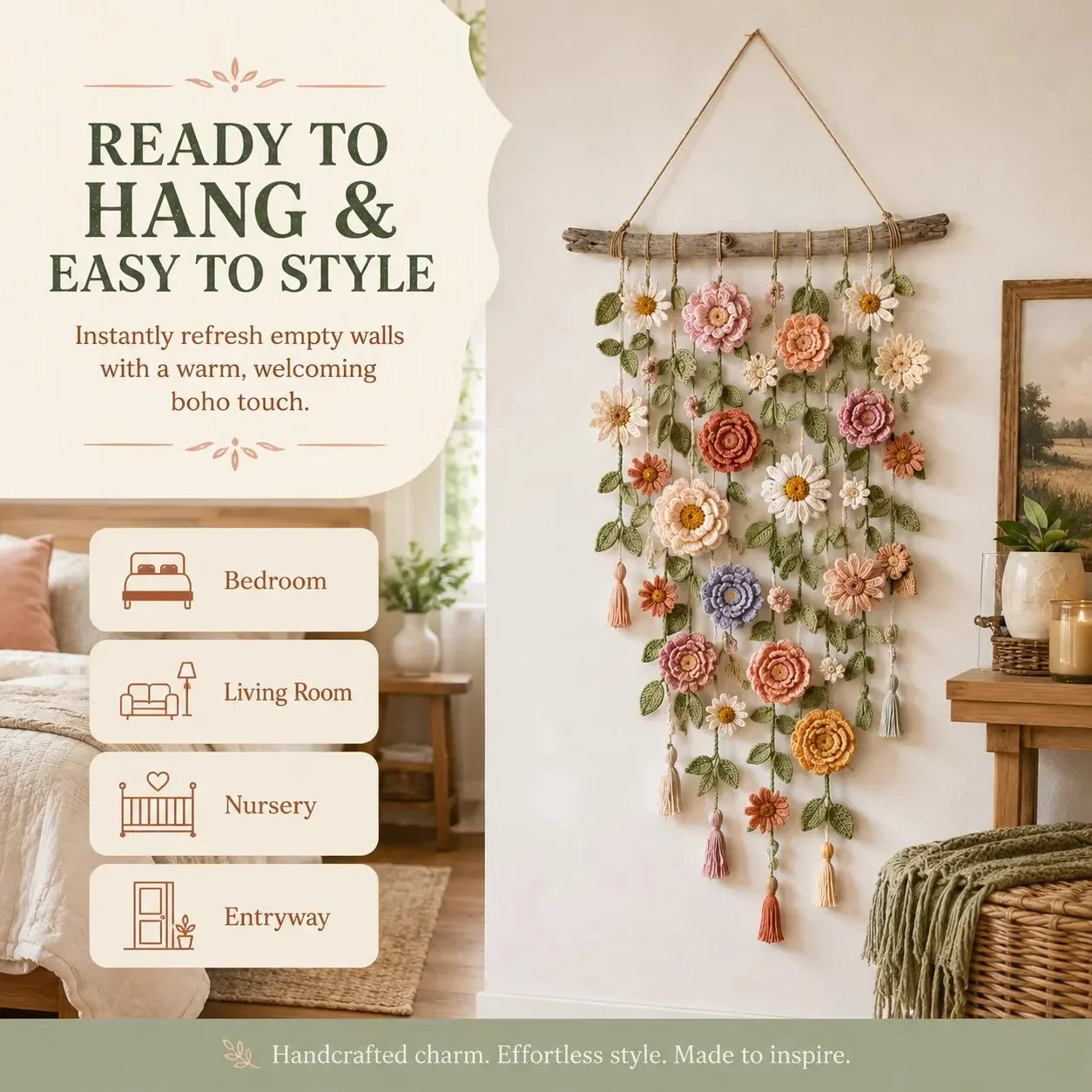 Purpose-Built Boho Crochet Flower Wall Hanging Decor for Eve – Hrgsym1
